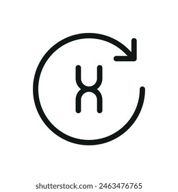 DNA circle arrow isolated icon, gene update vector symbol with editable stroke