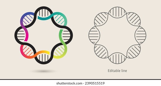 dna rundes, geschlossenes Diagramm Symbol einzeln auf Hintergrund, Vektorgrafik