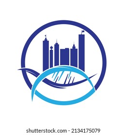 DNA city vector logo design.	