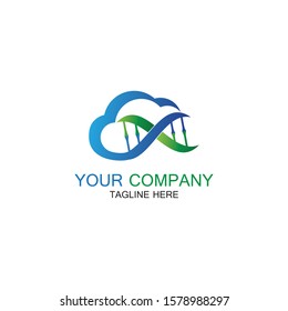 DNA Cloud logo vector design template-vector