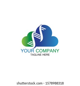 DNA Cloud logo vector design template-vector