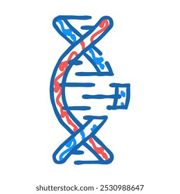 ícone de doodle do código do dna esboçar vetor. sinal de código do dna. ilustração de símbolo isolado