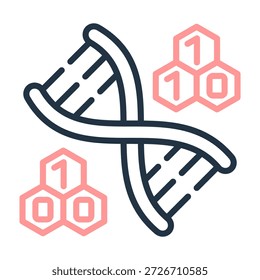 Dna Code Icon Line Color Design Vector Illustration