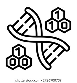 Ilustración vectorial De Diseño De Línea De Icono De Código De Adn