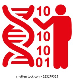 Dna Code Report vector icon. Style is flat symbol, red color, rounded angles, white background.