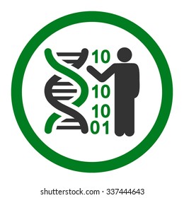 DNA Code Report vector icon. Style is bicolor flat rounded symbol, green and gray colors, rounded angles, white background.