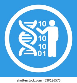 DNA Code Report vector icon. Style is flat rounded symbol, white color, rounded angles, blue background.