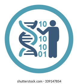DNA Code Report vector icon. Style is bicolor flat rounded symbol, cyan and blue colors, rounded angles, white background.