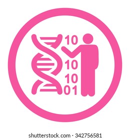 DNA Code Report vector icon. Style is flat rounded symbol, pink color, rounded angles, white background.