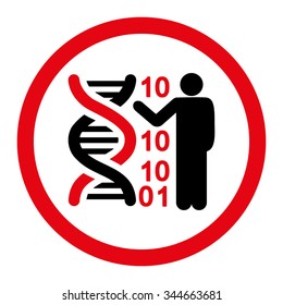 DNA Code Report vector icon. Style is bicolor flat rounded symbol, intensive red and black colors, rounded angles, white background.