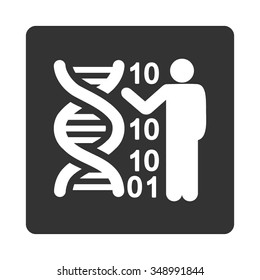 Dna Code Report vector icon. Style is flat rounded square button, white and gray colors, white background.