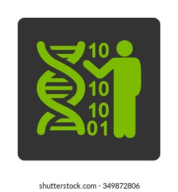 DNA Code Report vector icon. Style is flat rounded square button, eco green and gray colors, white background.