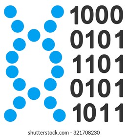 Dna Code vector icon. Style is bicolor flat symbol, blue and gray colors, rounded angles, white background.