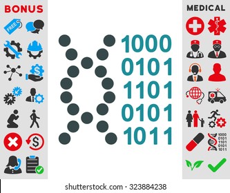 Dna Code vector icon. Style is bicolor flat symbol, soft blue colors, rounded angles, white background.
