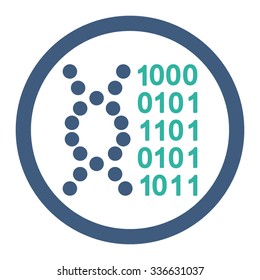 DNA Code vector icon. Style is bicolor flat rounded symbol, cobalt and cyan colors, rounded angles, white background.