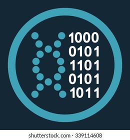DNA Code vector icon. Style is bicolor flat rounded symbol, blue and white colors, rounded angles, dark blue background.