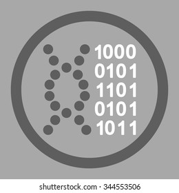 DNA Code vector icon. Style is bicolor flat rounded symbol, dark gray and white colors, rounded angles, silver background.