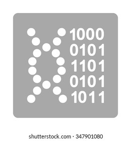 Dna Code vector icon. Style is flat rounded square button, white and silver colors, white background.
