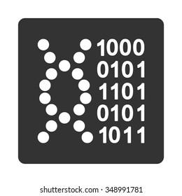 Dna Code vector icon. Style is flat rounded square button, white and gray colors, white background.