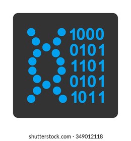 Dna Code vector icon. Style is flat rounded square button, blue and gray colors, white background.