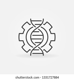 DNA in Cogwheel vector concept linear icon or design element