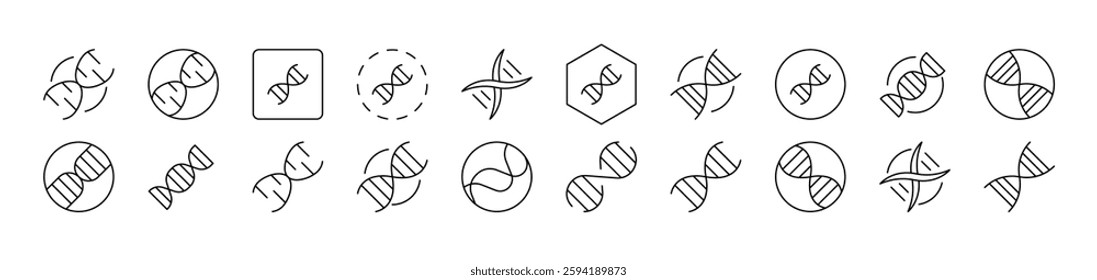 DNA Collection of Thin Icons. Editable Stroke. Suitable for Web Sites, Books, Cards, Apps