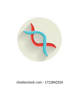 DNA colorful flat icon with shadow. medical icon