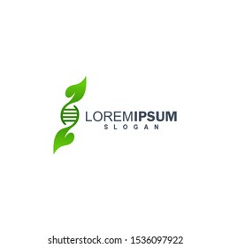 DNA combine with leaf logo design illustration