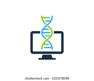 Dna Computer  Icon Logo Design Element