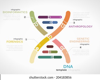 DNA Concept Infographic Template With Genetic Chain Made Out Of Puzzle Pieces