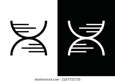 DNA concept on black and white background. Very suitable for symbol, logo, company name, brand name, personal name, icon and many more.