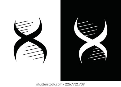 DNA concept on black and white background. Very suitable for symbol, logo, company name, brand name, personal name, icon and many more.