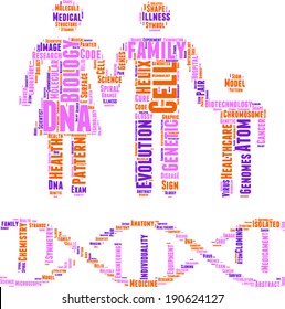 DNA concept vector tag cloud illustration