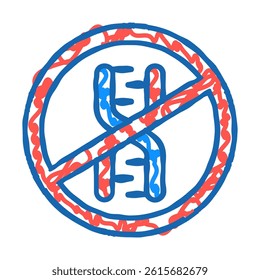 dna crossed out mark doodle icon sketch vector. dna crossed out mark sign. isolated symbol illustration