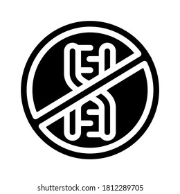 dna crossed out mark glyph icon vector. dna crossed out mark sign. isolated contour symbol black illustration