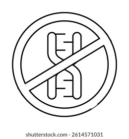 dna crossed out mark line icon vector. dna crossed out mark sign. isolated contour symbol black illustration