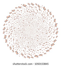DNA cycle burst. Element spiral designed from scattered dna symbols. Vector illustration style is flat iconic symbols.