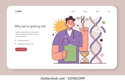 DNA Damage. Cellular Level Of Aging. Time-dependent Accumulation Of Cellular Damage And Mutation. Human Telomeres Shortening. Flat Vector Illustration