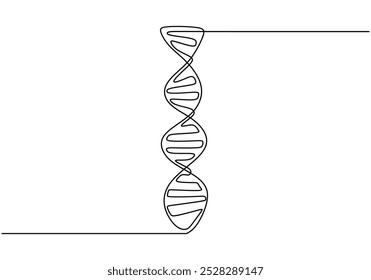 DNA or deoxyribonucleic acid chain continuous line drawing. Healthcare concept. Vector illustration minimalist isolated on white background.