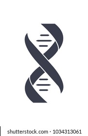 DNA deoxyribonucleic acid chain logo design in black and white colors, DNA logotype of nucleotides carrying genetic instructions vector illustration isolated