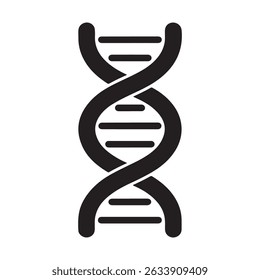 DNA deoxyribonucleic acid double helix flat vector icon for science apps and websites. Vector black silhouette. with white background
