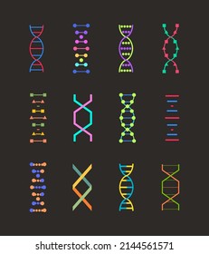 Dna Deoxyribonucleic Acid Nucleic Acids Double Helix Genetics Biology Icon Set Pharmaceutical Genome Research Logo Molecular Biology Chemistry Biotechnology Human Genome Abstract Vector Set