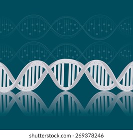 DNA design over blue background, vector illustration.