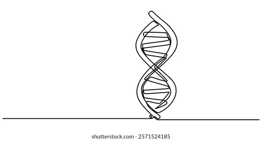 DNA in detailed one line drawing. Scientific research concept. Minimalist vector with modern touch, Medical And Healthcare Icon, continuous one line drawing pro vector illustration. outline minimal.