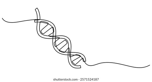 DNA in detailed one line drawing. Scientific research concept. Minimalist vector with modern touch, Medical And Healthcare Icon, continuous one line drawing pro vector illustration. outline minimal.