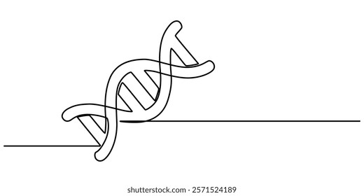 DNA in detailed one line drawing. Scientific research concept. Minimalist vector with modern touch, Medical And Healthcare Icon, continuous one line drawing pro vector illustration. outline minimal.