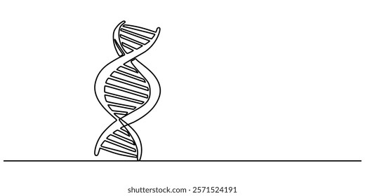 DNA in detailed one line drawing. Scientific research concept. Minimalist vector with modern touch, Medical And Healthcare Icon, continuous one line drawing pro vector illustration. outline minimal.