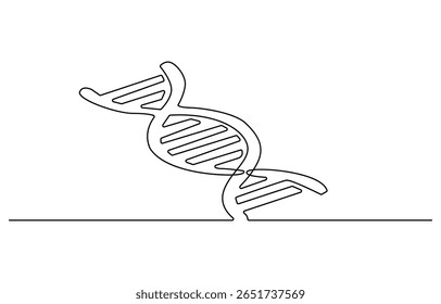 DNA em desenho detalhado de uma linha. Conceito de pesquisa científica. Vetor minimalista com toque moderno.