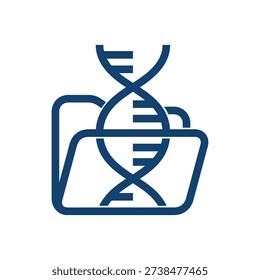 DNA digital data storage icon - technology that encodes binary information into synthetic DNA sequences, enabling ultra dense, long term data archiving. Pictogram in bold line