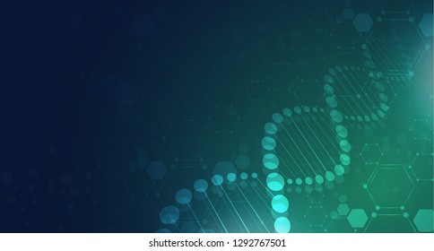 DNA digital, sequence, code structure with glow. Science concept and nano technology background. vector design.